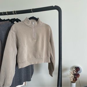 TNA 1/4 Zip Cropped Pullover Sweater